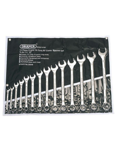 DRAPER Combination Wrenches Set in Inches 14 pcs