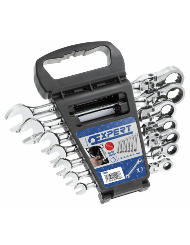 EXPERT set of 7 articuled ratchet combination wrenches