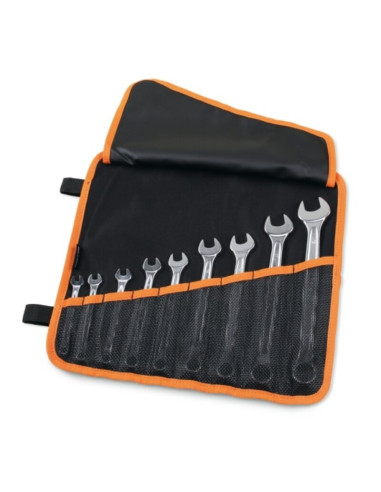 BETA Set of 9 combination wrenches in roll-up wallet made of durable polyester