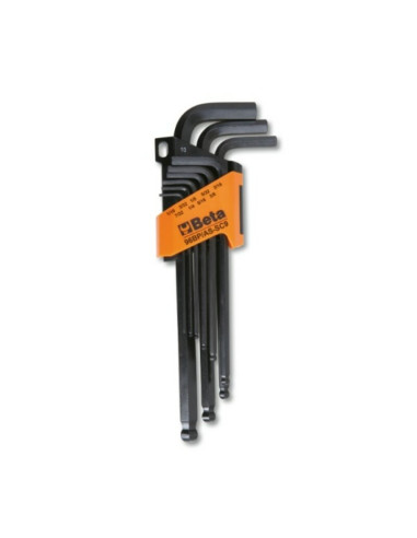 BETA Set of 9 Ball Head Offset Hexagon Key Wrenches 110° Extra Short Side