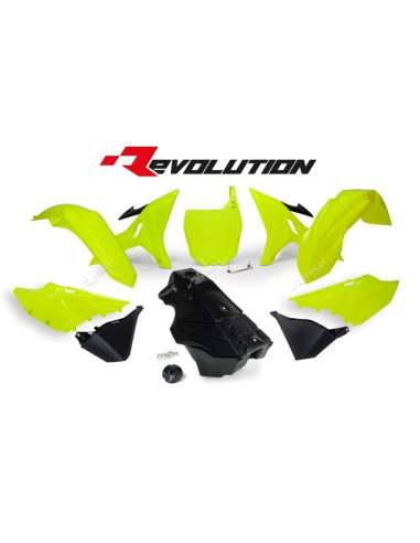RACETECH Revolution Plastic Kit + Gas Tank Neon Yellow/Black Yamaha YZ125/250