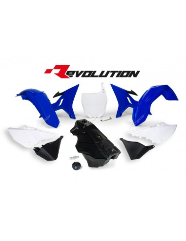 RACETECH Revolution Plastic Kit + Gas Tank OEM Color Blue/White/Black Yamaha YZ125/250