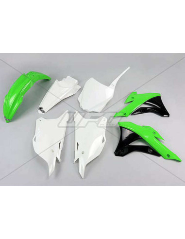 UFO Plastic Kit OEM Color (2014) Green/White/Black Kawasaki KX85