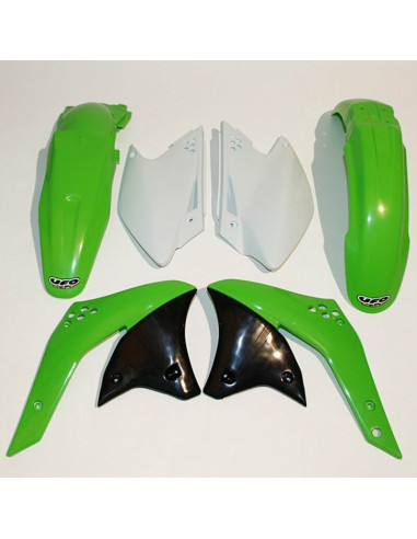 UFO Plastic Kit OEM Color Green/White Kawasaki KX250F