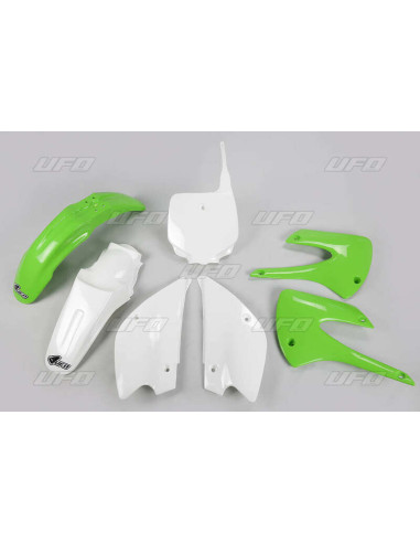 UFO Restyled Plastic Kit OEM Color (2013) Green/White Kawasaki KX85