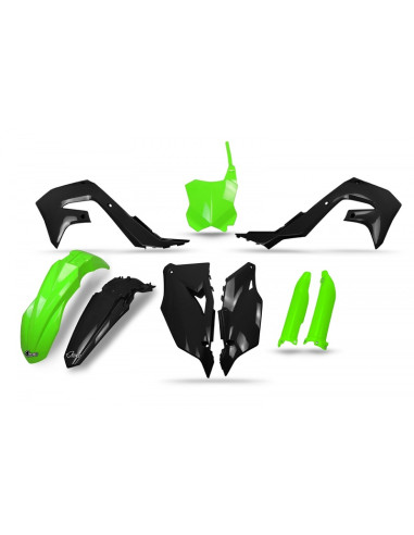 UFO Plastics Kit Black/Neon Green - Kawasaki