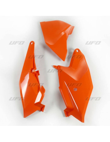 Plaques latérales + cache boîte à air UFO orange KTM SX85