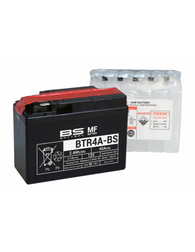 Batterie BS BATTERY Sans entretien avec pack acide - BTR4A