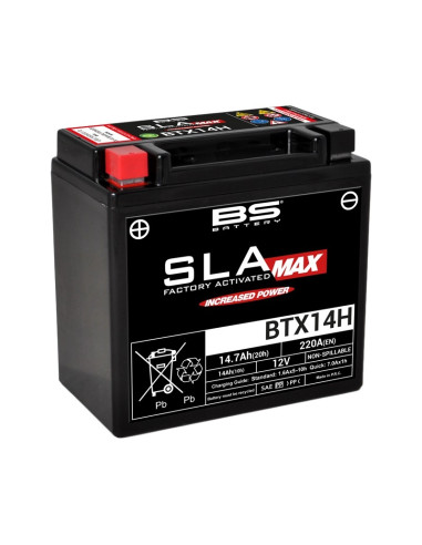 BS BATTERY SLA Max Battery Maintenance Free Factory Activated - BTX14H