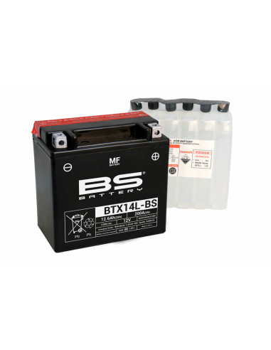 Batterie BS BATTERY sans entretien livrée avec pack acide - BTX14L-BS