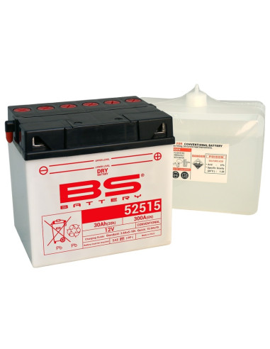 Batterie BS BATTERY conventionnelle avec pack acide - 52515 (B60N30L-A)