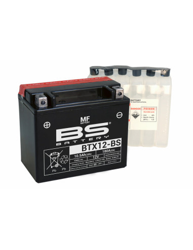 BS BATTERY Battery Maintenance Free with Acid Pack - BTX12