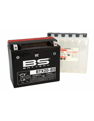 BS BATTERY Battery Maintenance Free with Acid Pack - BTX20