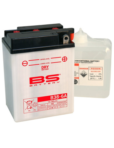 BS BATTERY Battery Conventional with Acid Pack - B38-6A