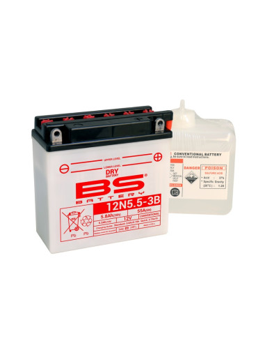 BS BATTERY Battery Conventional with Acid Pack - 12N5.5-3B
