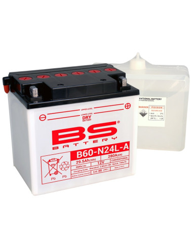 BS BATTERY Battery High performance with Acid Pack - B60-N24L-A