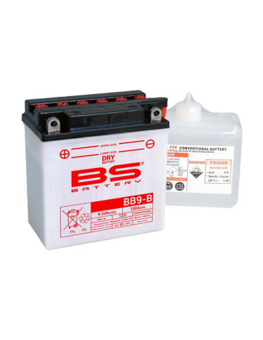 Batterie BS BATTERY Haute-performance avec pack acide - BB9-B
