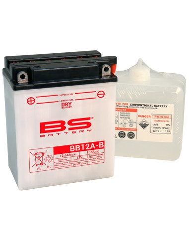 Batterie BS BATTERY Haute-performance avec pack acide - BB12A-B