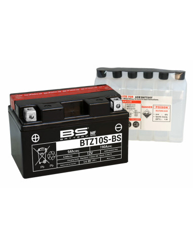 Batterie BS BATTERY Sans entretien avec pack acide - BTZ10S-BS