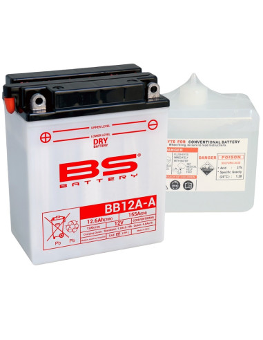Batterie BS BATTERY Haute-performance avec pack acide - BB12A-A