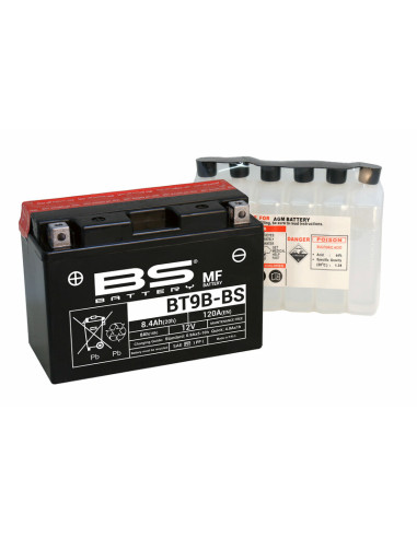 Batterie BS BATTERY Sans entretien avec pack acide - BT9B