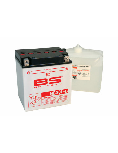 Batterie BS BATTERY Haute-performance avec pack acide - BB30L-B