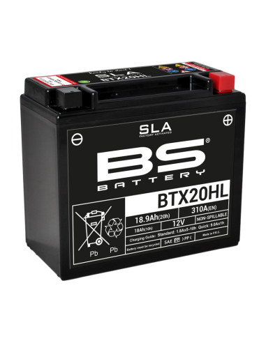 BS BATTERY Battery Maintenance Free with Acid Pack - BTX20HL
