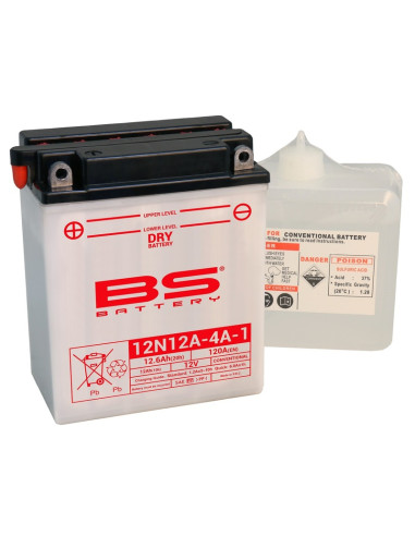 BS BATTERY Battery Conventional with Acid Pack - 12N12A-4A-1