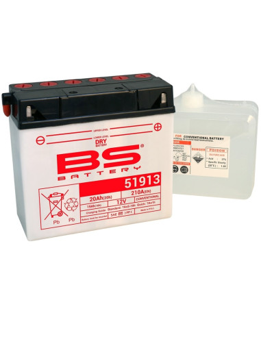 BS BATTERY Battery Conventional with Acid Pack - 51913 (12C16A-3A)