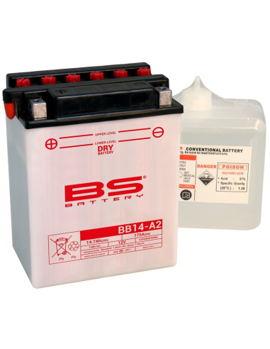 Batterie BS BATTERY Haute-performance avec pack acide - BB14A-A2