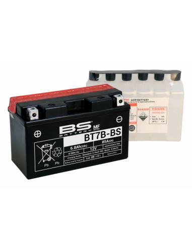 Batterie BS BATTERY Sans entretien avec pack acide - BT7B