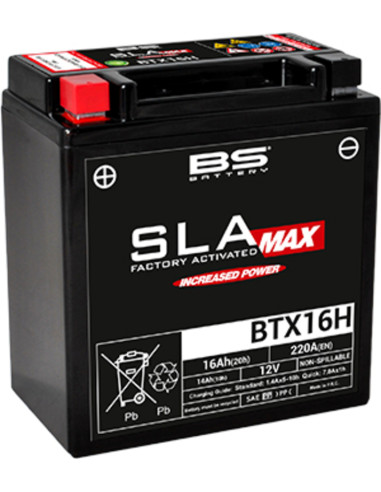 BS BATTERY SLA Max Battery Maintenance Free Factory Activated - BTX16H