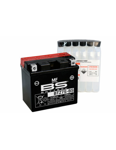 Batterie BS BATTERY Sans entretien avec pack acide - BTZ7S-BS