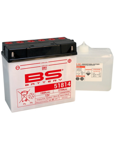 BS BATTERY Battery Conventional with Acid Pack - 51814 (12C16A-3B)