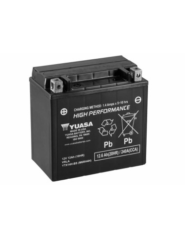 Batterie YUASA Sans entretien avec pack acide - YTX14H-BS