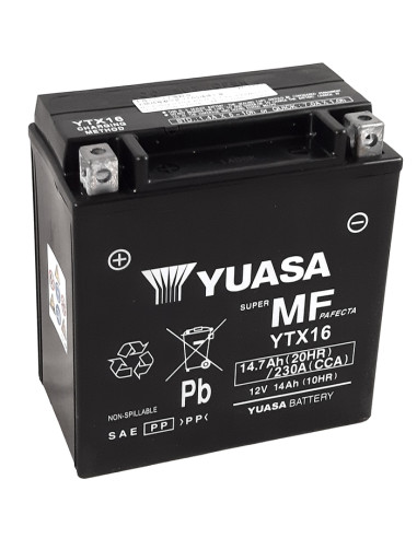 YUASA W/C Battery Maintenance Free Factory Activated - YTX16 FA
