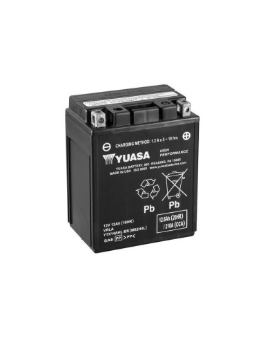 YUASA Battery Maintenance Free with Acid Pack - YTX14AHL-BS