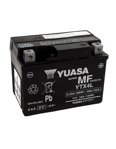 Batterie YUASA W/C sans entretien activée usine - YTX4L FA