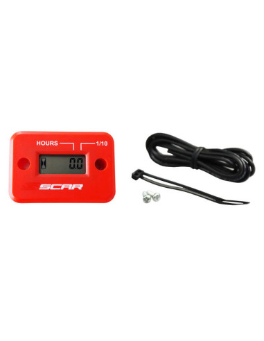 SCAR Hour-meter with Wire Velcro Fixing Red
