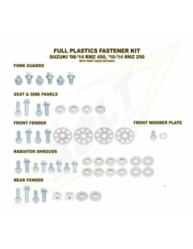 Complete set of Bolt plastic screws for Suzuki RM-Z450 /250