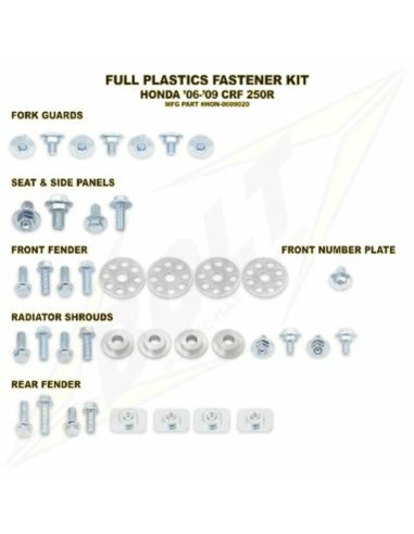 Complete set of Bolt plastic screws for Honda CR125/250