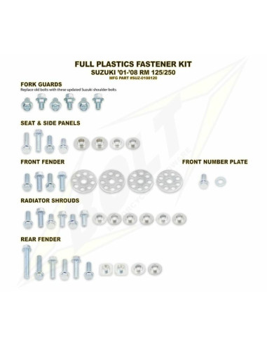 Complete set of Bolt plastic screws for Suzuki RM125/250