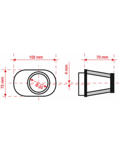 Filtre à air BMC conique Ø55mm - FBPF55-70L