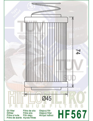 HIFLOFILTRO Oil Filter - HF567 MV Agusta