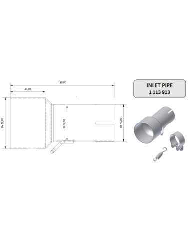 Tube de raccordement MIVV 55  38 mm