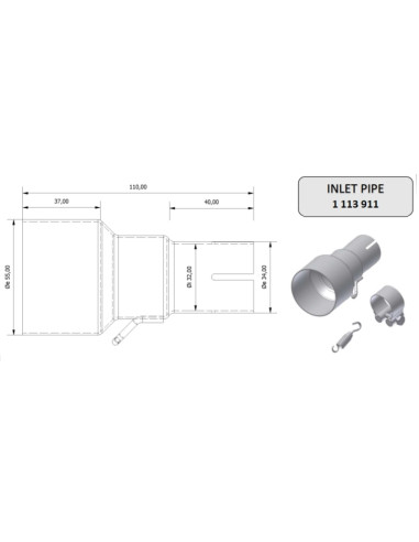 MIVV Inlet Pipe 55  32 mm