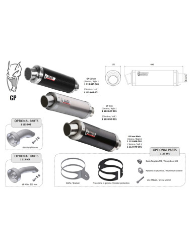 MIVV GP Universal Silencer - Left Side