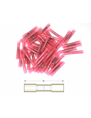 BIHR Heat-shrinkable Crimping Butt Splices Ø0,5/1,5mm² - 50pcs Transparent Red
