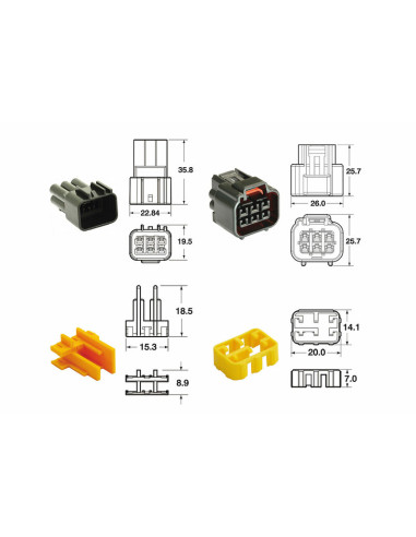 BIHR 6 plugs end set Connectors 090 FRKW OE Type - 5 sets