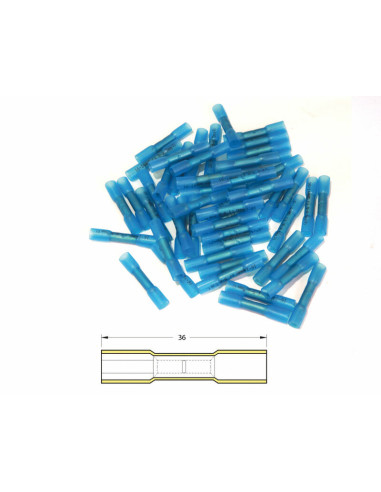 BIHR Heat-shrinkable Crimping Butt Splices Ø1,5/2,5mm² - 50pcs Transparent Blue